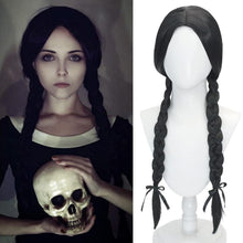 Mittwoch Cosplay Perücke Schwarz Geflochten 30 Zoll