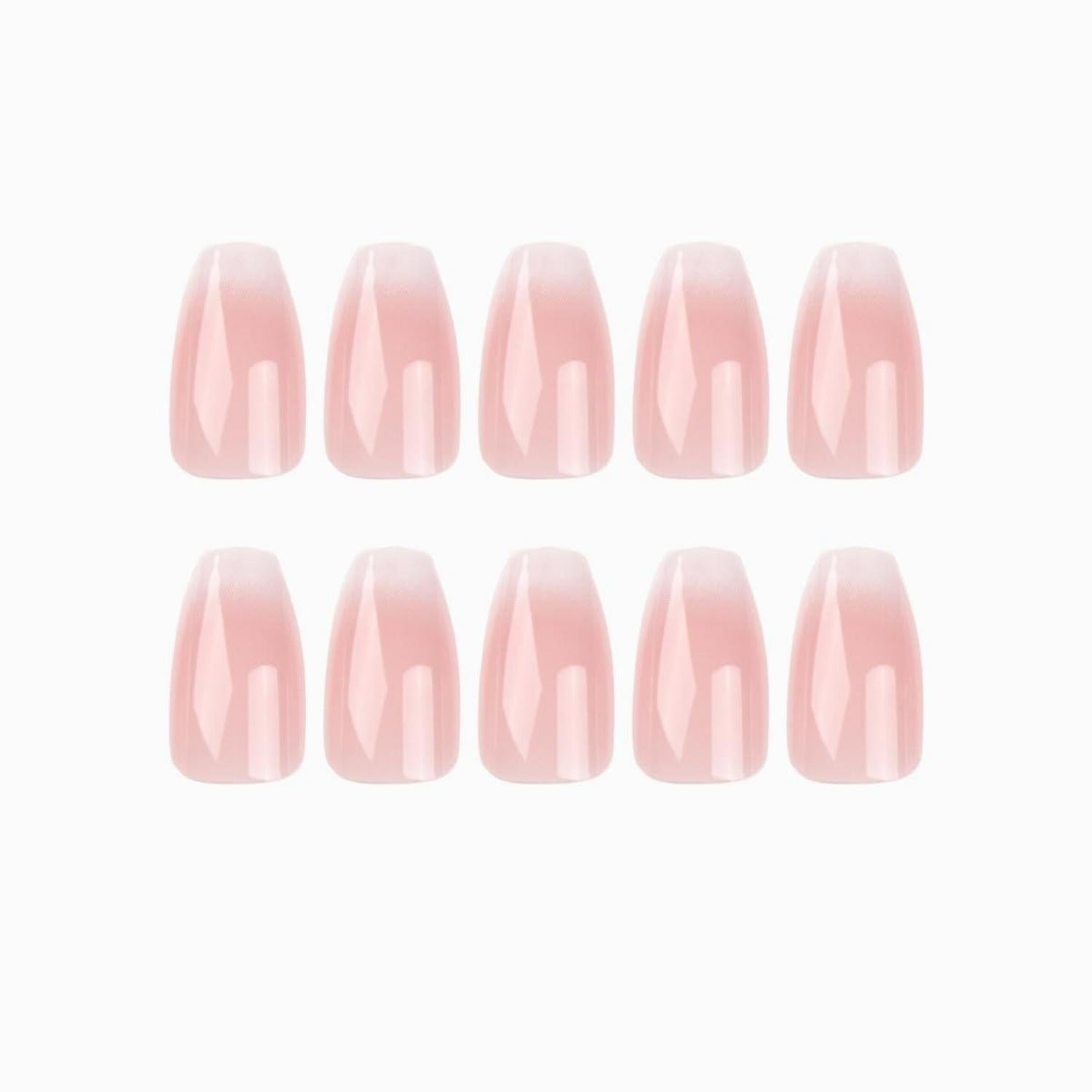 24 Stück Pink Sarg Nägel Mittelweiß Ballerina Press on Nails