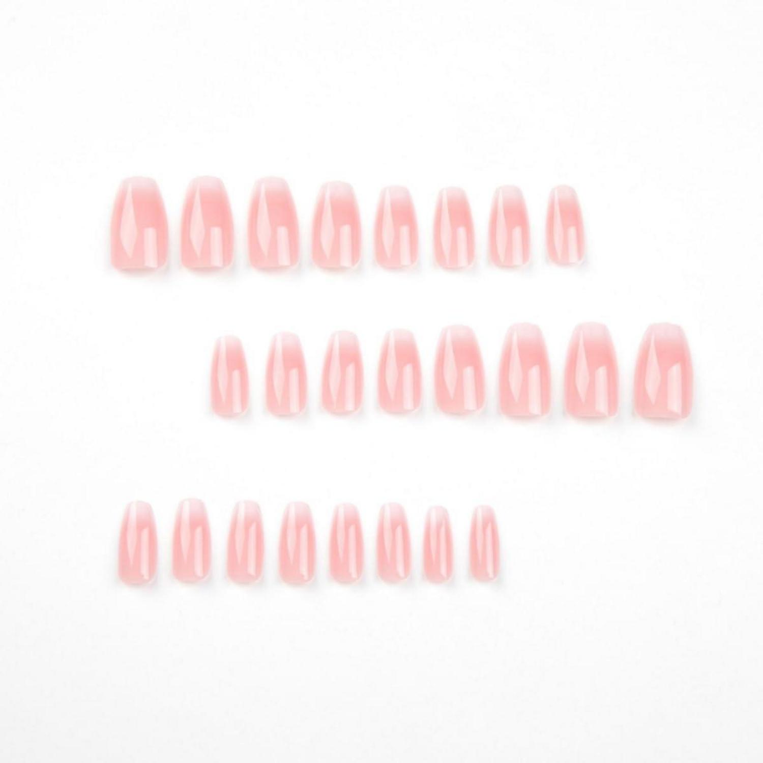 24 Stk. Pink Sarg Nägel Aufkleben Mittelweiß Ballerina Press on Nails