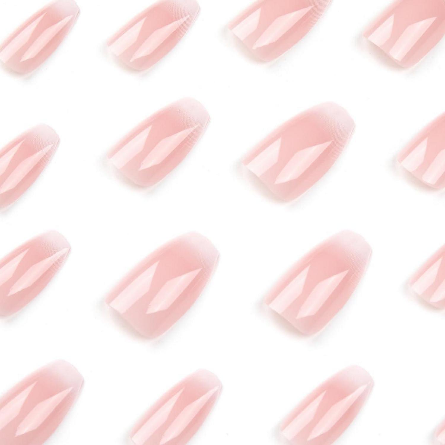 24 Stück Pink Sarg Nägel Zum Aufkleben Mittel Glossy Einfarbig Pattern