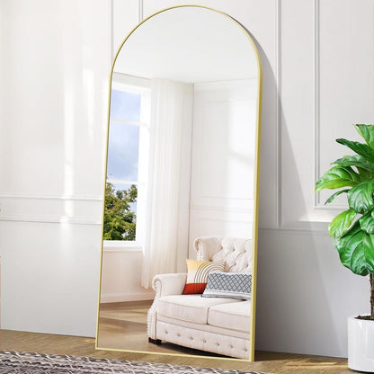 Ganzkörperspiegel Bogenförmig 192x85cm mit Goldrahmen – Stand- & Wandspiegel