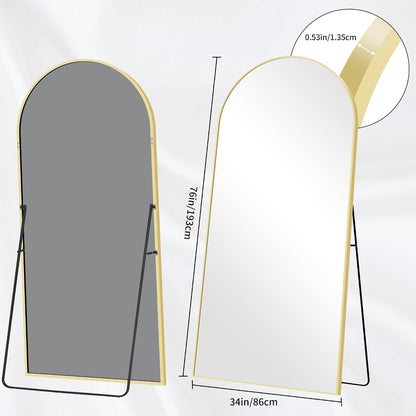 Ganzkörperspiegel Bogenförmig 192x85cm mit Goldrahmen – Stand- & Wandspiegel