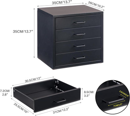 Schreibtisch-Aktenschrank mit 4 Schubladen A4 Schwarz Metall