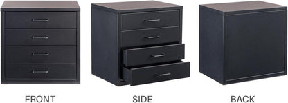 Schreibtisch-Aktenschrank Organizer 4 Schubladen A4 Metall Schwarz