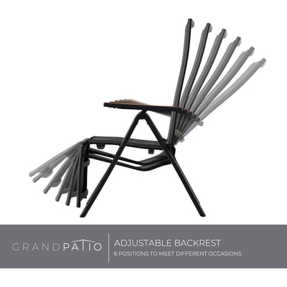 Hochwertiger Aluminium Gartenliegestuhl Schwarz 6-Fach
