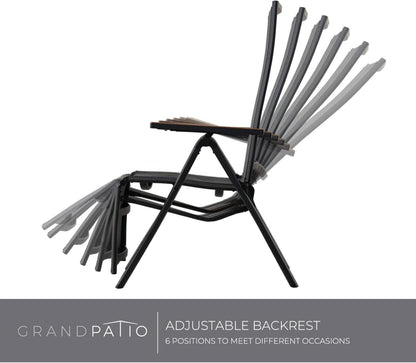 Gartenstuhl Aluminium Klappbar Hochlehner 6-Fach Verstellbar Mesh Schwarz