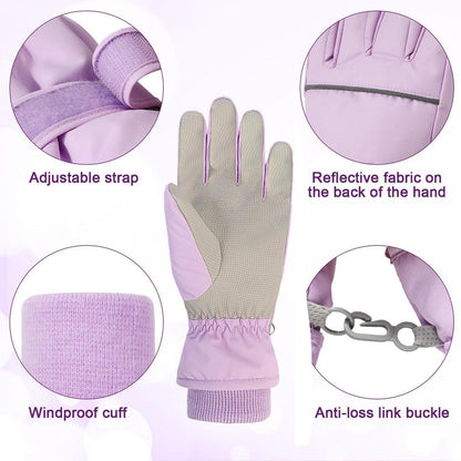 Kinder Skihandschuhe wasserdicht warm violett L