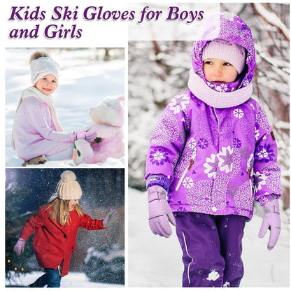 Kinder Skihandschuhe wasserdicht warm violett L