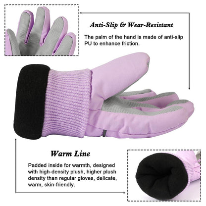 Kinder Skihandschuhe wasserdicht warm violett L