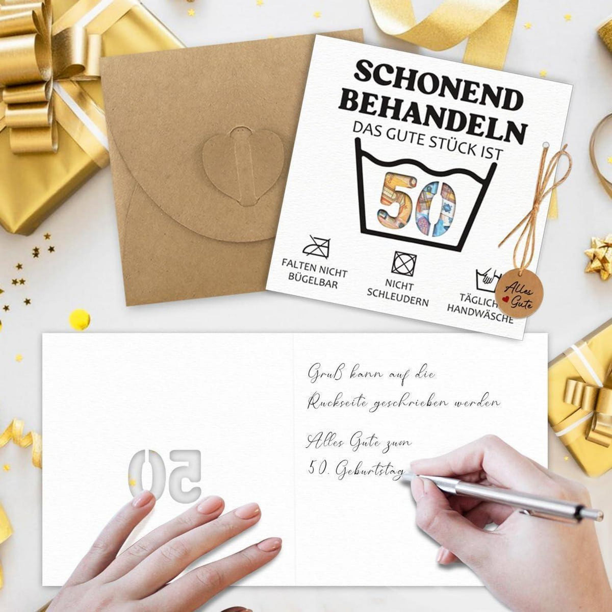 Geldgeschenk Geburtstag 50 mit Umschlag & Karte – Lustige Geschenkidee