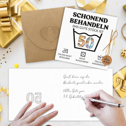 Geldgeschenk Geburtstag 50 mit Umschlag & Karte – Lustige Geschenkidee