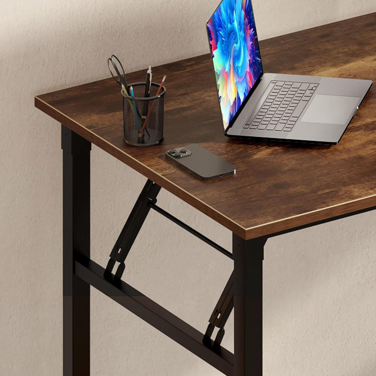 Klapptisch Schreibtisch Holz Vintage-Schwarz 120x60cm
