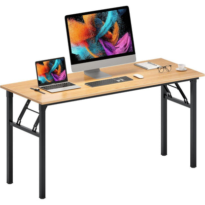 Klapptisch Schreibtisch Teak-Schwarz 120x60cm, platzsparend & wasserdicht