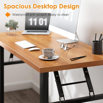 Klapptisch Schreibtisch Teak-Schwarz 120x60cm, platzsparend & wasserdicht