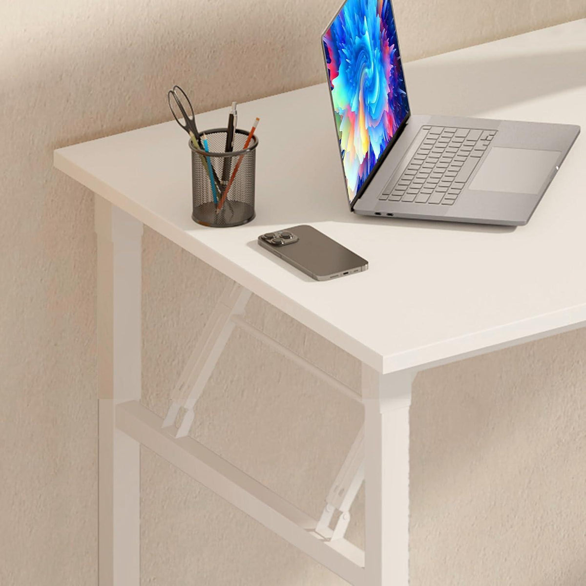 Klapptisch Schreibtisch Holz Weiß 120x60cm Platzsparend & Wasserdicht