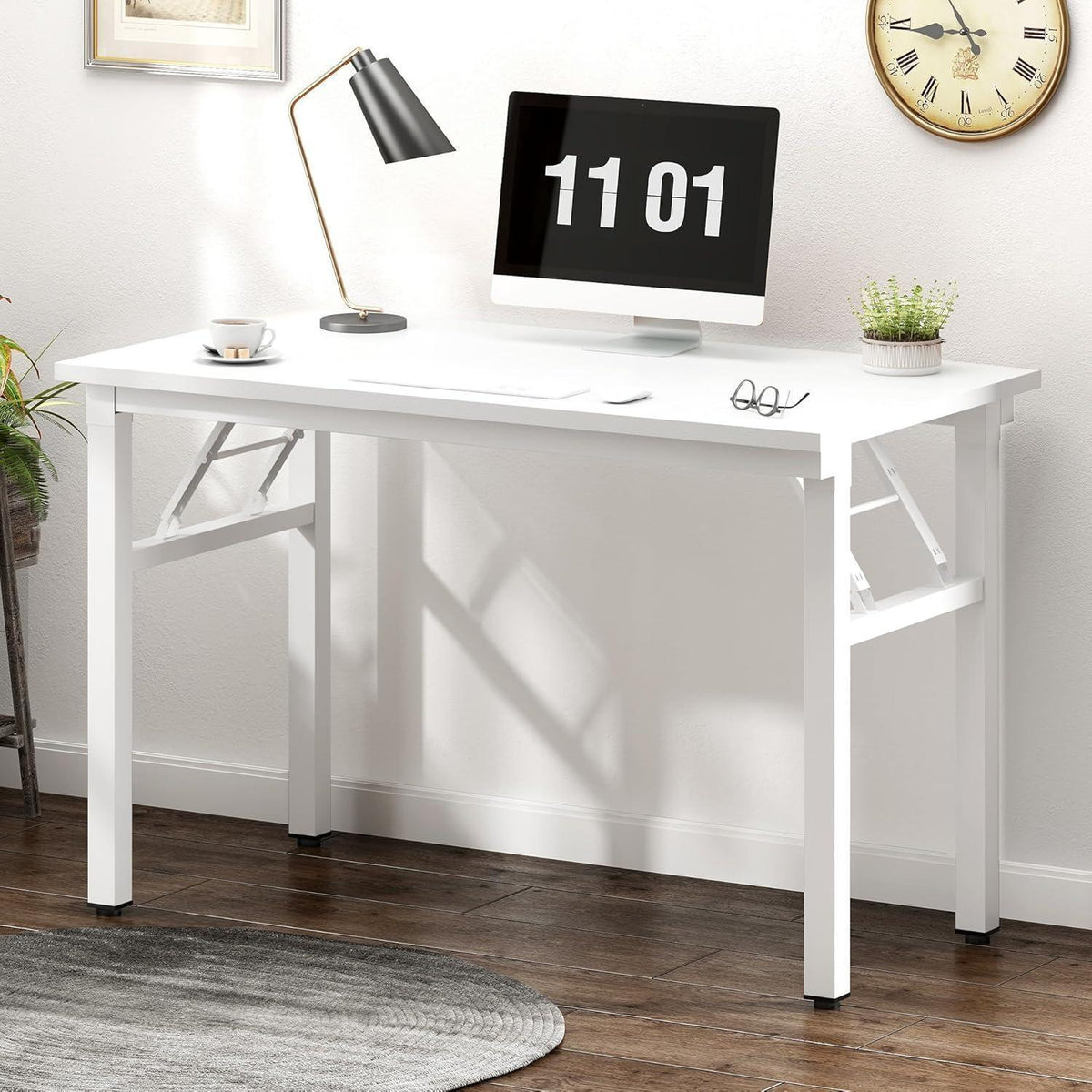 Klapptisch Schreibtisch Holz Weiß 120x60cm Platzsparend & Wasserdicht