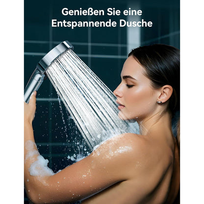 Duschkopf mit Filter und 5 Strahlarten, Wassersparend, Schwarz
