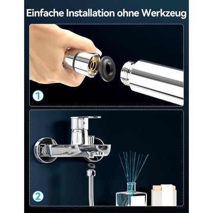 Duschkopf mit Filter und 5 Strahlarten, Wassersparend, Schwarz