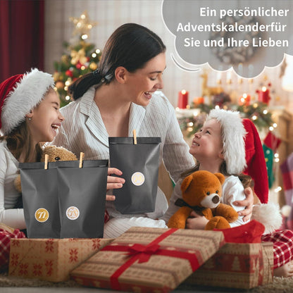 2024 Adventskalender mit Geschenktüten, Zahlenaufklebern und