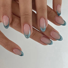 24er Set Press on Nails Mandel French Grün Nude Glänzend