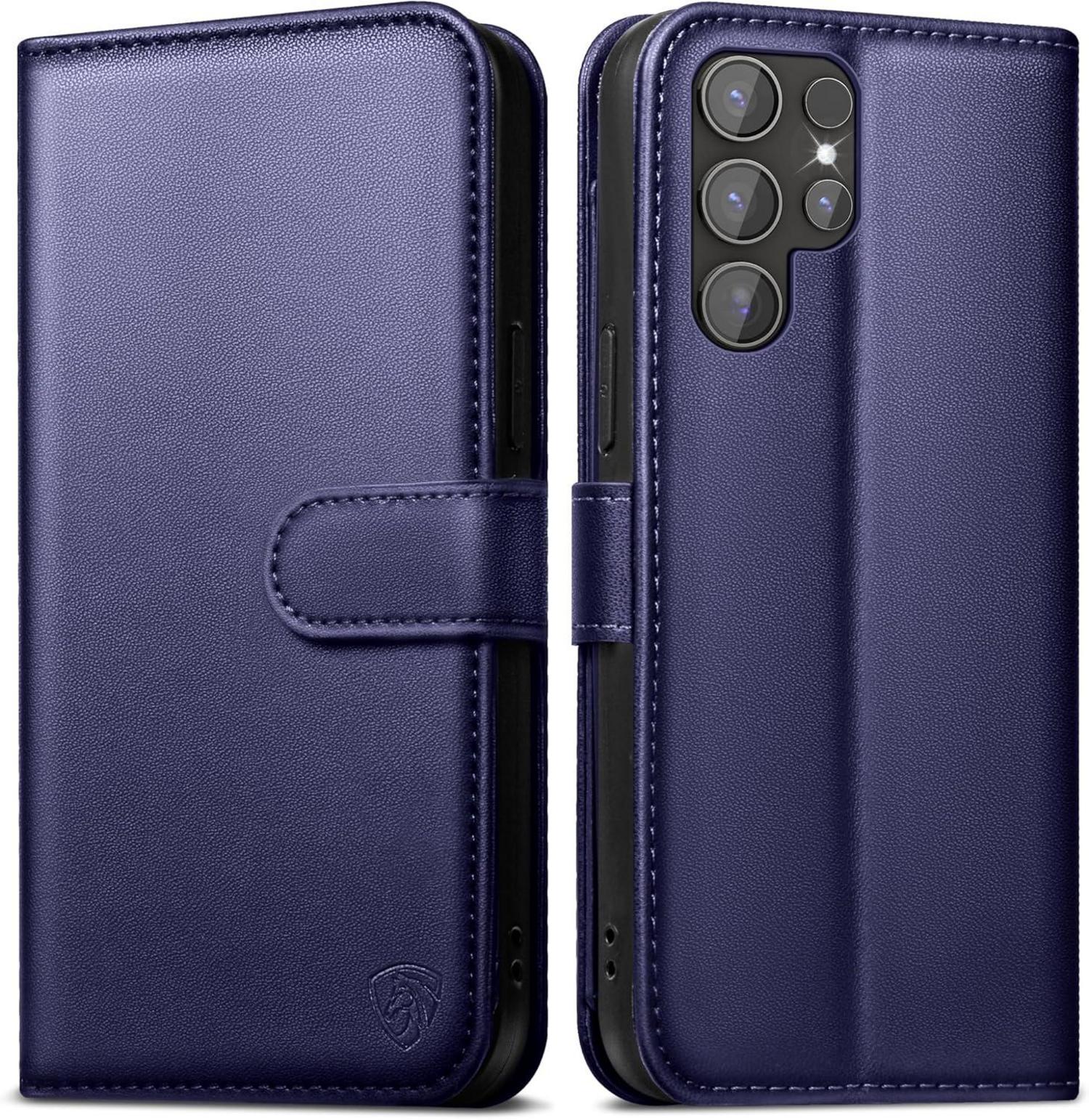 Handyhülle Samsung Galaxy S22 Ultra Leder Wallet Blau