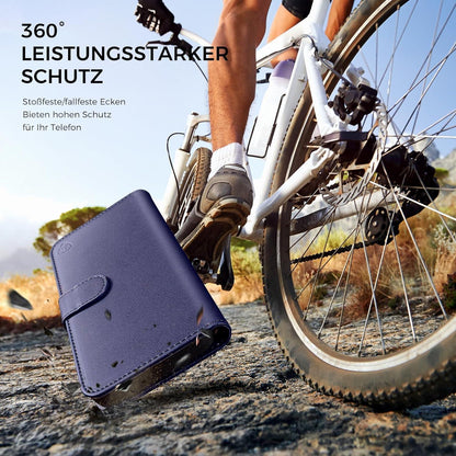 Handyhülle Samsung Galaxy S22 Ultra Leder Wallet Blau