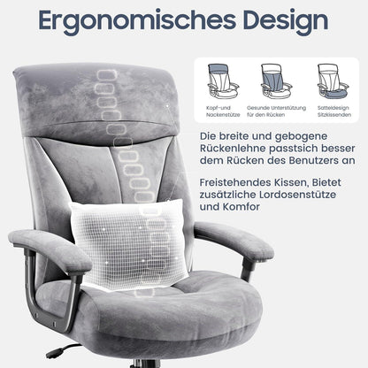 Ergonomischer Bürostuhl 200KG Höhenverstellbar Grau 360° drehbar
