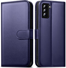 Samsung Galaxy S22 Hülle Wallet Leder Klappbar 5G Flip Case Blau