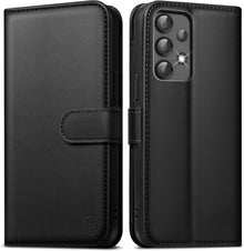 Samsung Galaxy A13 5G Handyhülle Schwarz Leder Flip Case