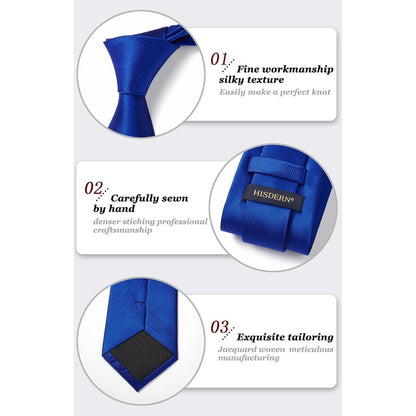 Herren Krawatten-Set mit Einstecktuch und Manschettenknöpfen Blau