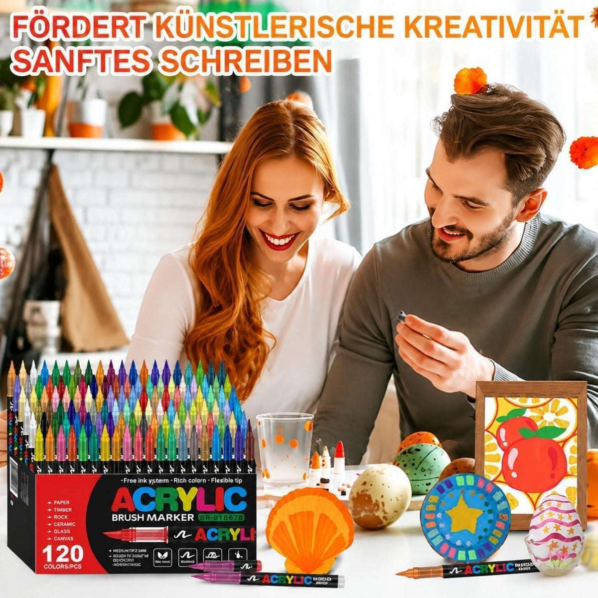 120 Acrylstifte Set – Wasserfest, Brush Tip, Vielseitig