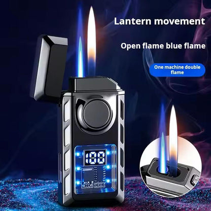 Multi-Functional Dual Flame Lighter with Colored Lights