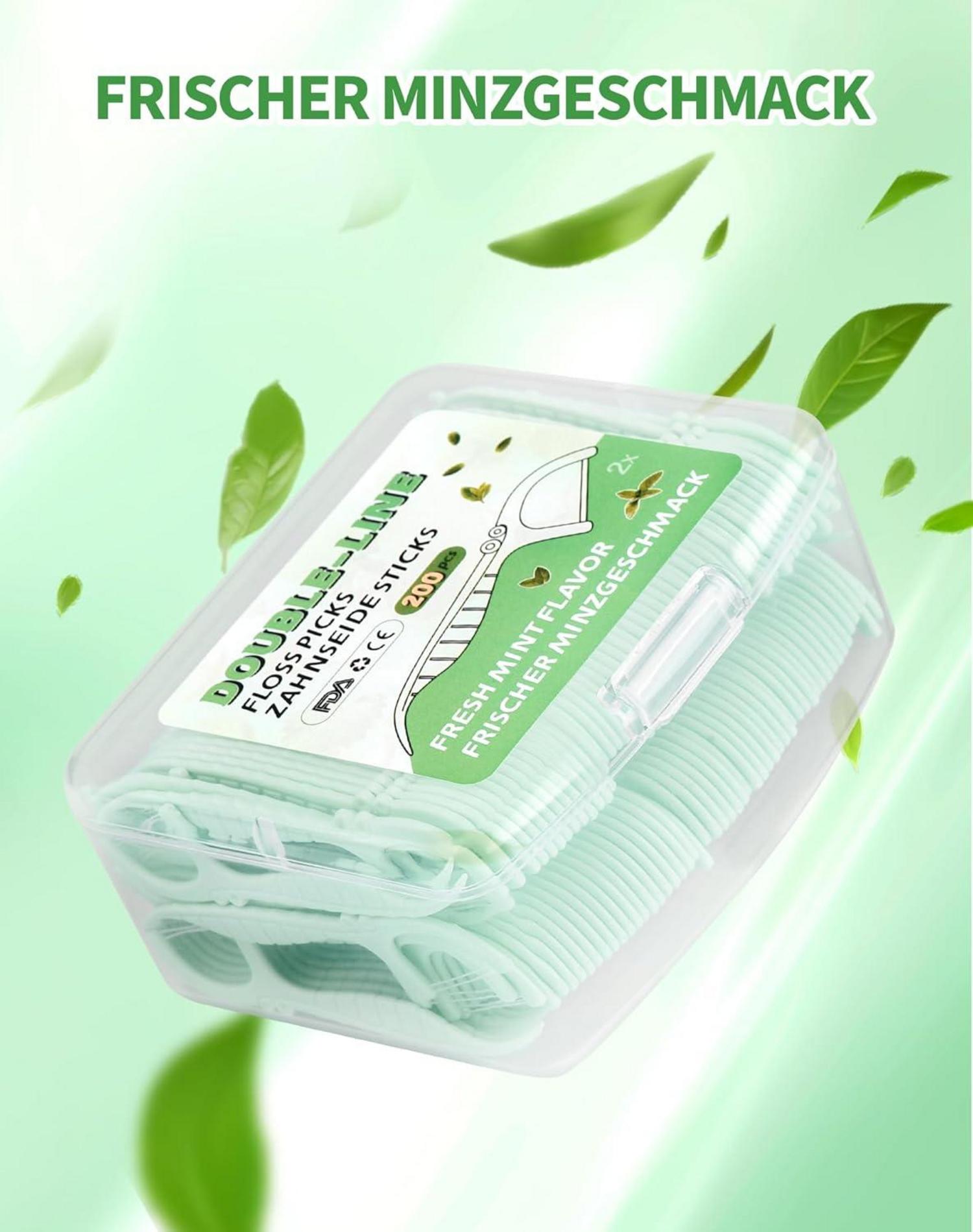 200 Stk. Mint Dental Floss Zahnseide Sticks Zahnstocher Minze Twin-Line