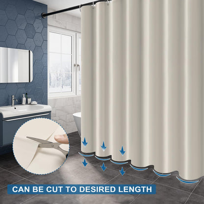 Funria Duschvorhang Beige 180x200 cm Anti-schimmel Wasserdicht inkl. 12 Ringe