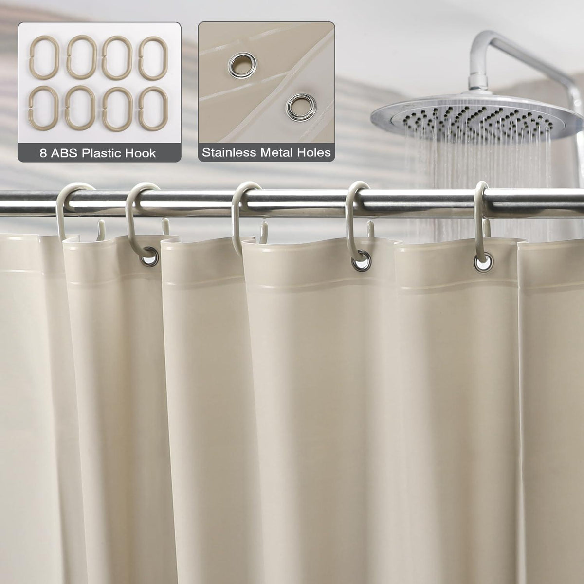 Duschvorhang Beige 120x200cm Anti-schimmel Wasserdicht