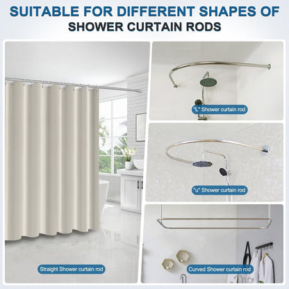 Duschvorhang Beige 120x200 cm Wasserdicht Anti-Schimmel mit 8 Ringen