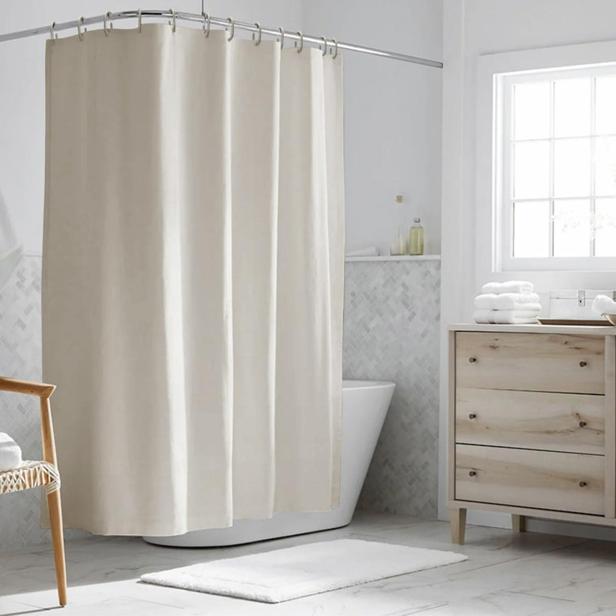 Duschvorhang Beige 120x200 cm Anti-schimmel Wasserdicht Badezimmer