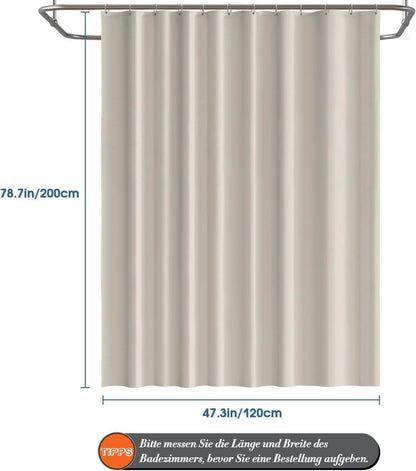 Duschvorhang Beige 120x200 cm Wasserdicht Anti-Schimmel mit 8 Ringen