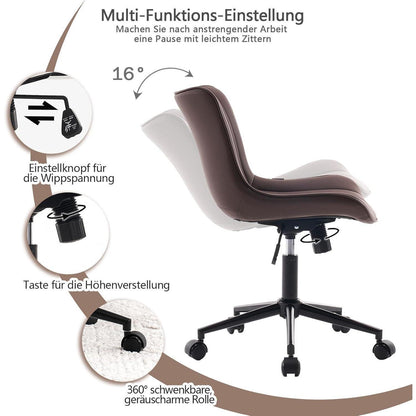 Ergonomischer Bürostuhl in Lederoptik, Wippfunktion, 136 kg belastbar, Braun