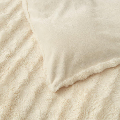 Flauschige Kaninchenfell Bettwäsche 135x200 cm Creme Weiß