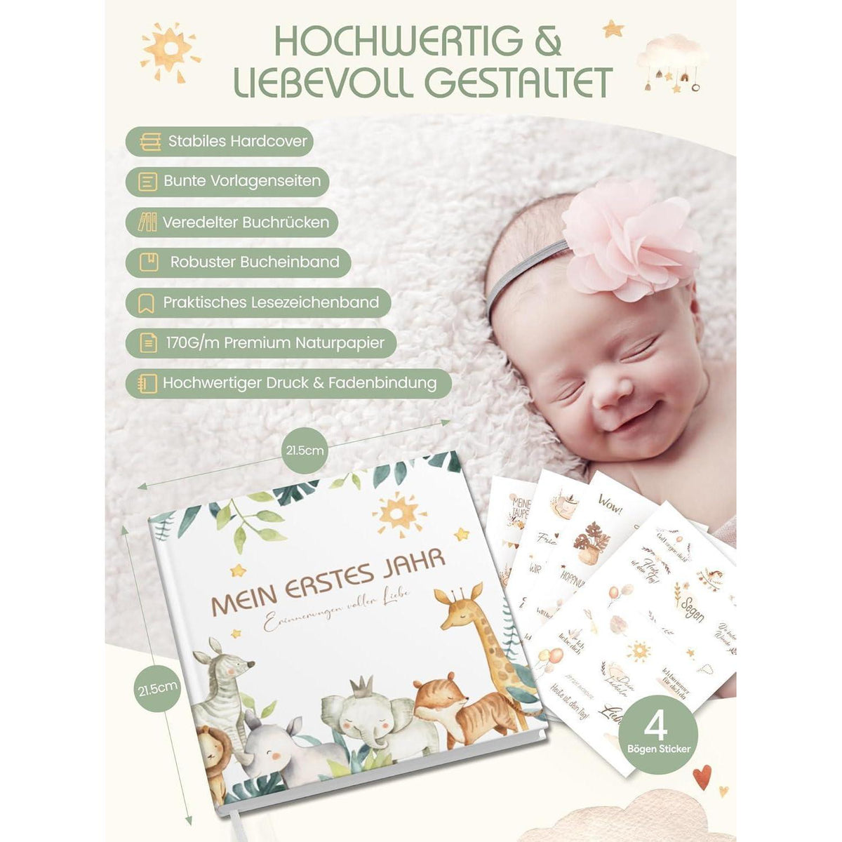 Babyalbum Mein Erstes Jahr – Hochwertiges Erinnerungsbuch