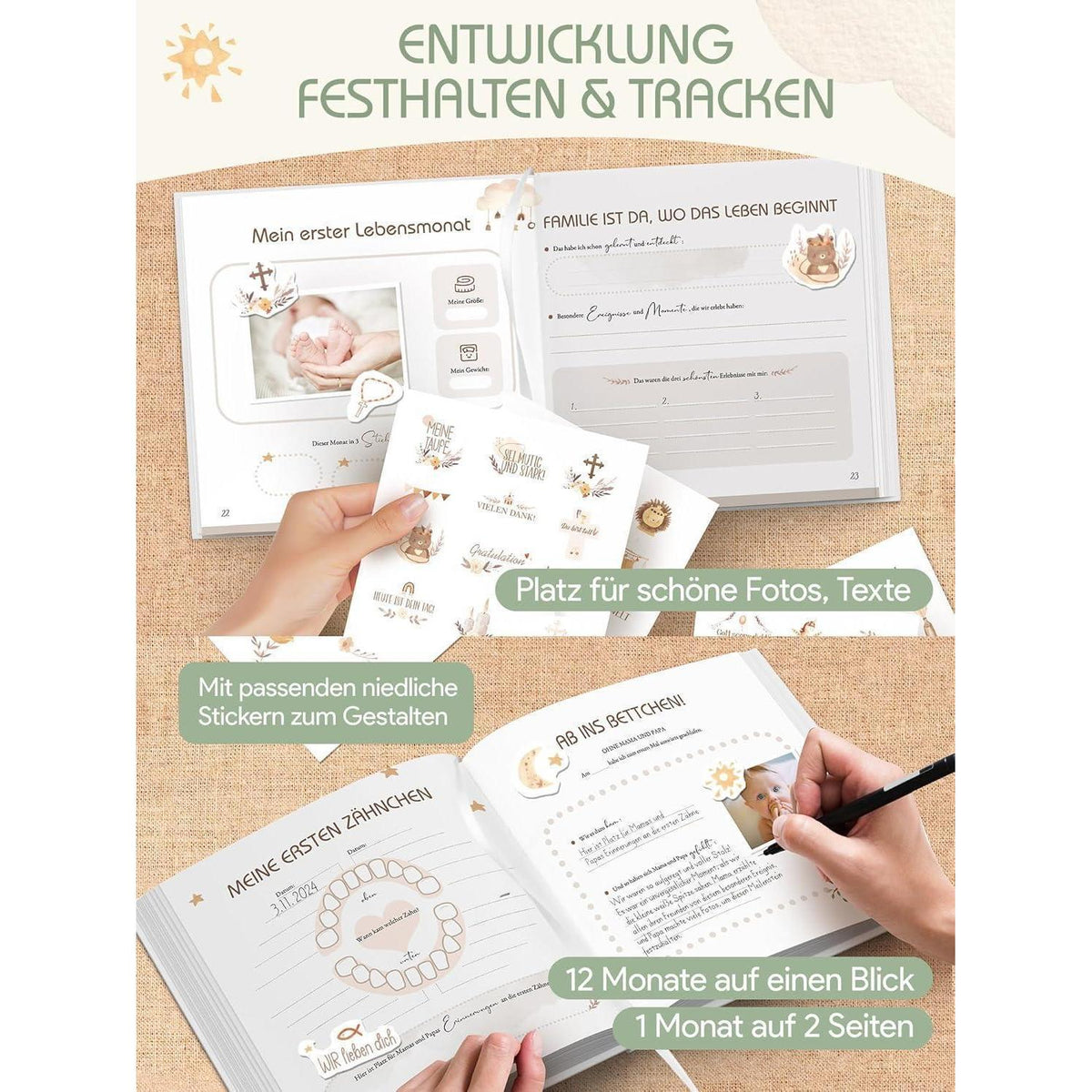 Babyalbum Mein Erstes Jahr – Hochwertiges Erinnerungsbuch