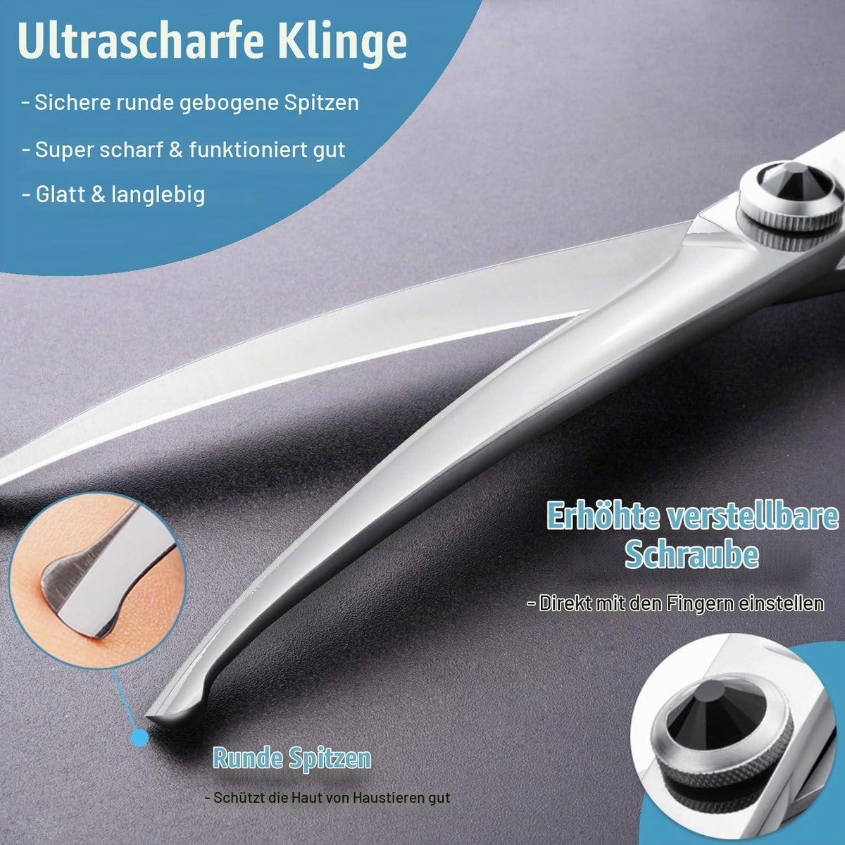 8 Zoll Gebogene Fellschere für Hunde & Katzen – Ergonomisch & Sicher