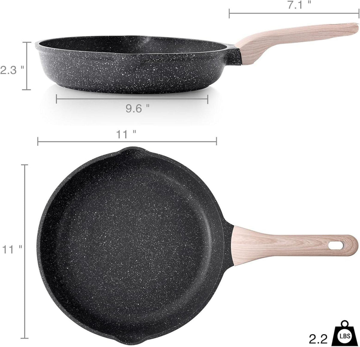 Bratpfanne 28 cm Granit Beschichtung Antihaft Gasherd Induktion PFOA