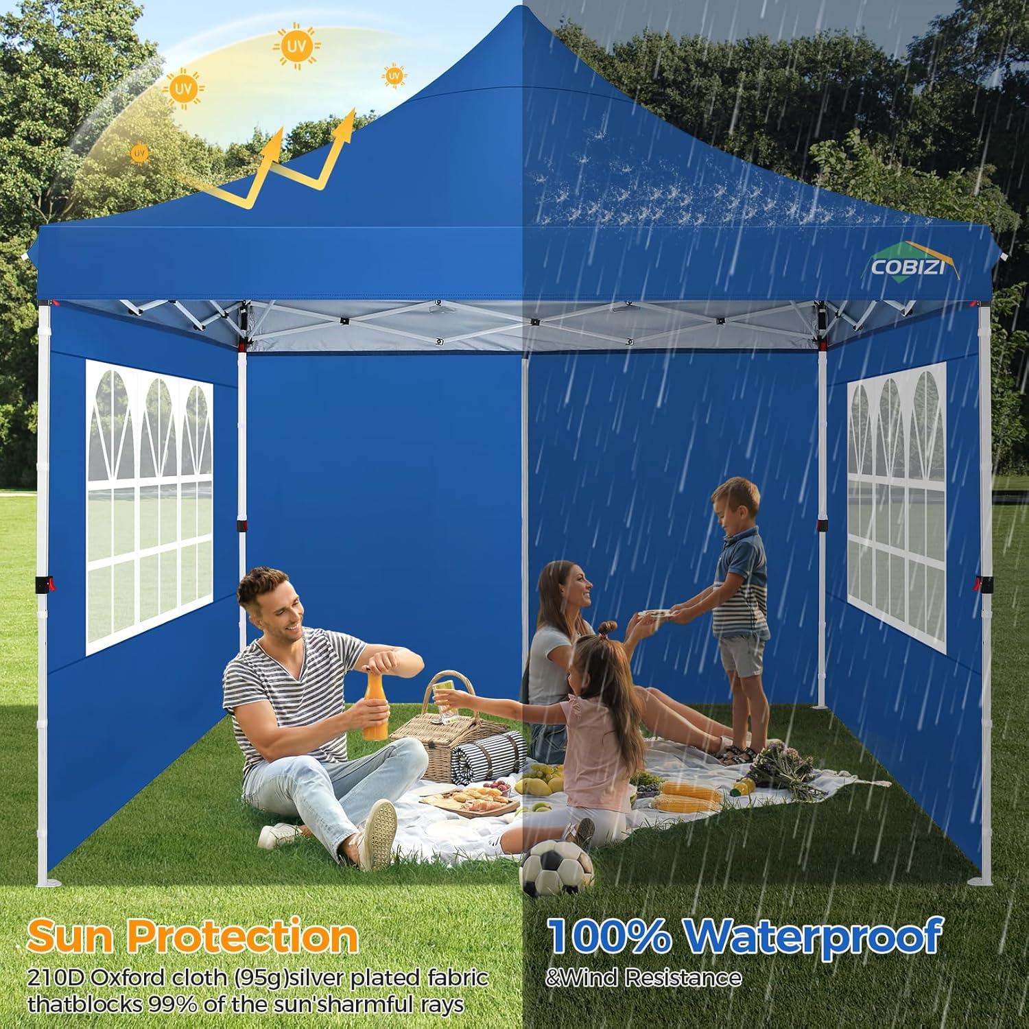 COBIZI Pavillon 3x3 mit Seitenwänden, Sandsäcke, wasserdicht, stabil, UV-Schutz 50+, Partyzelt Strand Hochzeit Camping