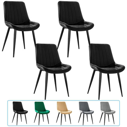 Samt Esszimmerstühle 4er Set mit Metallbeinen Schwarz