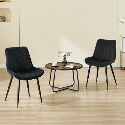 Samt Esszimmerstühle 4er Set mit Metallbeinen Schwarz