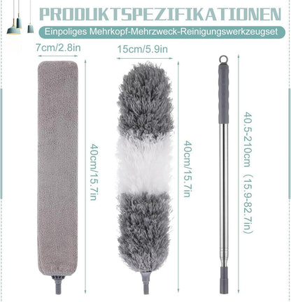 Lvefyti Grau Staubwedel Teleskop 2,1m Waschbar Flach