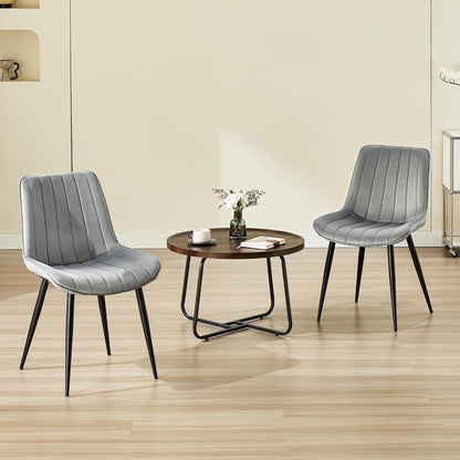 Samt Esszimmerstühle 2er Set Grau & Grau mit Metallbeinen