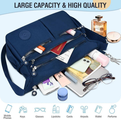 TEUEN Große Crossbody Bag Damen Nylon Umhängetasche Wasserdicht